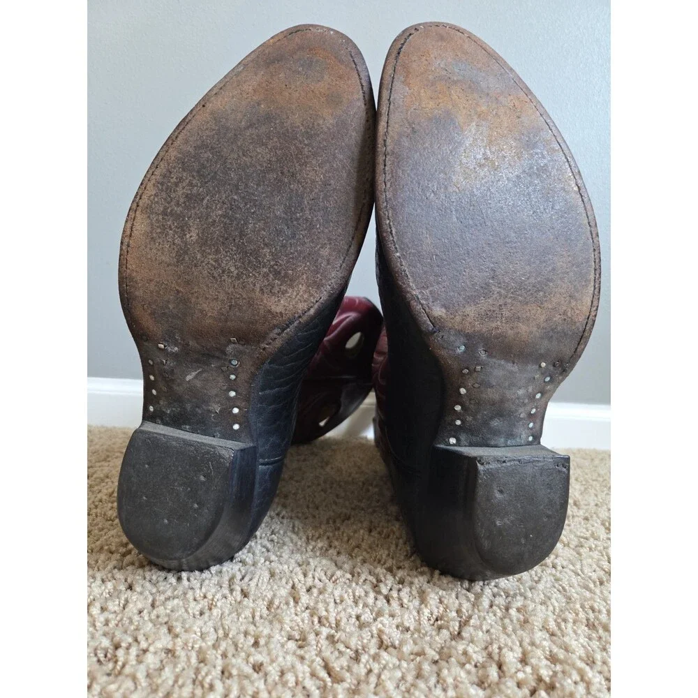 VTG 70/80's Tony Lama Mens Western Boots 10.5 D Made in USA Black Red R66616